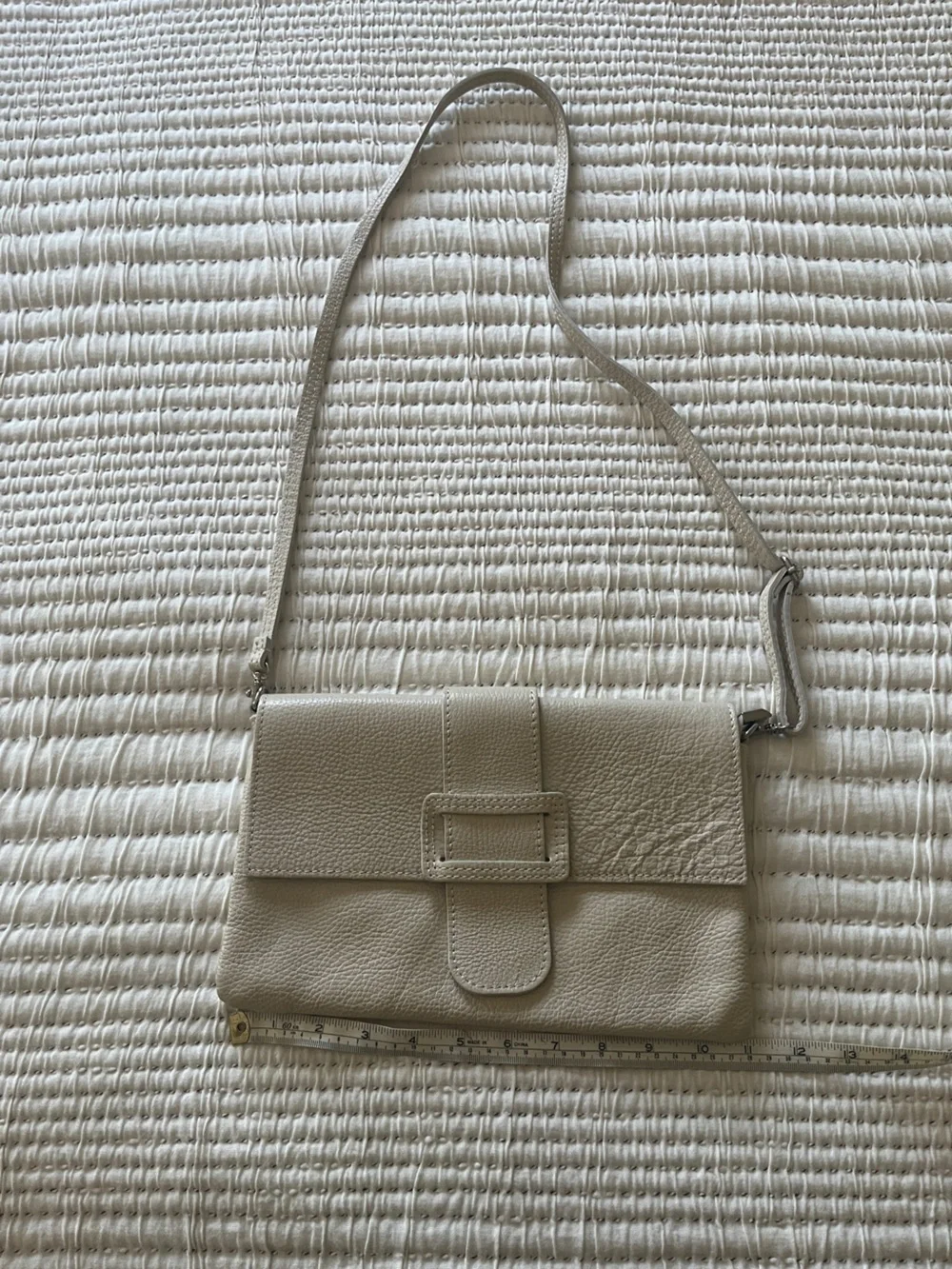 Genuine Italian Leather Ivory Crossbody
